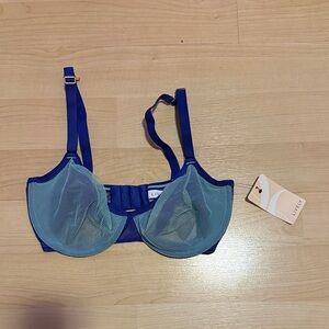 Lively Teal and Navy Mesh Underwire Bra